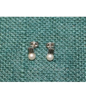PENDIENTES LÍNIES PERLA MINIS ORO BLANCO