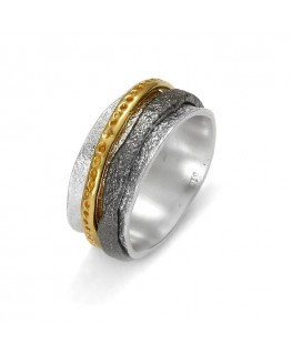 SILVER AND GOLD EVASTONE TRIPLE RING