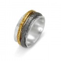 SILVER AND GOLD EVASTONE TRIPLE RING