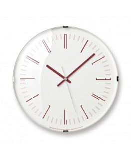 DRAW DOME WALL CLOCK BY LEMNOS WITH RED NUMBERS
