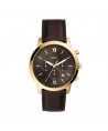 FOSSIL WATCH WITH BLACK LEATHER STRAP