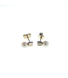 PENDIENTES LÍNIES PERLA MINIS ORO BLANCO