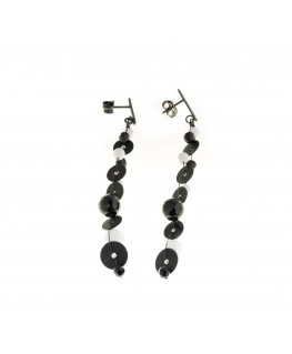 SILVER EARRINGS WITH BALCK AND WHITE