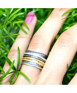 SILVER AND GOLD EVASTONE 5 RINGS