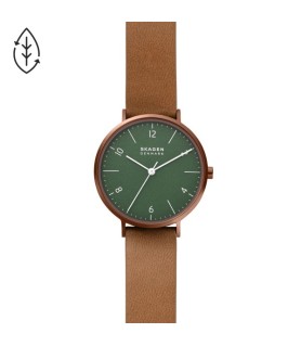SKAGEN WATCH WITH LEATHER STRAP