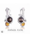 SILVER EARRINGS WITH SMOKED QUARTZ BY DANIEL VIOR