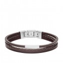 FOSSIL STEEL AND LEATHER BRACELET