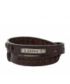 FOSSIL STEEL AND LEATHER BRACELET