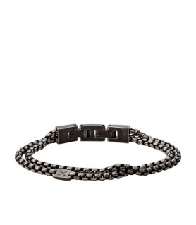 PULSERA FOSSIL ACERO Y CUERO