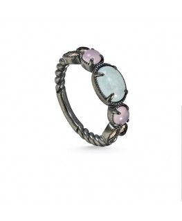 VAPOUR SILVER RING WITH NATURAL AND SYNTHETIC STONES