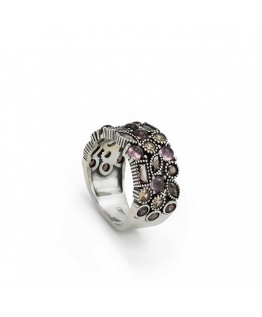 VAPOUR SILVER RING WITH SYNTHETIC STONES