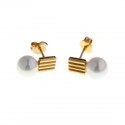 LINED GOLD EARRINGS WITH PEARLS