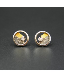 SILVER EARRINGS WITH GOLD AND ZIRCONITES