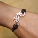 BYCICLE SILVER AND LEATHER BRACELET