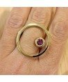 SILVER AND GOLD RING WITH RODOLITE