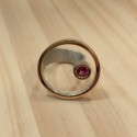 SILVER AND GOLD RING WITH RODOLITE