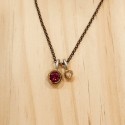 SILVER AND GOLD NECKLACE WITH RODOLITE AND DIAMOND