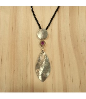 DESIGN SILVER AND GOLD NECKLACE WITH RODOLITE AND DIAMOND