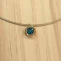 SILVER AND GOLD NECKLACE WITH BLUE TOPAZ AND DIAMONDS
