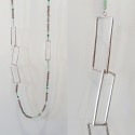 SILVER AND GREEN STONES NECKLACE