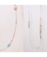 SILVER AND LIGHT PINK STONES NECKLACE