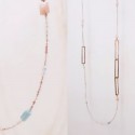 SILVER AND LIGHT PINK STONES NECKLACE