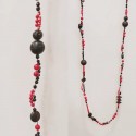 BLACK AND RED STONES NECKLACE AND BRACELET