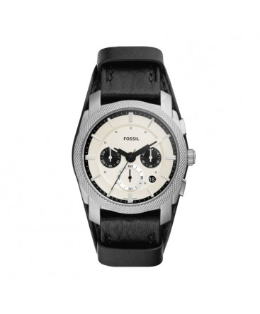 FOSSIL WATCH WITH BLACK LEATHER STRAP