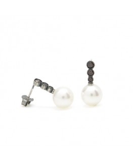 PENDIENTES VAPOUR DE PLATA CON PIEDRAS Y PERLAS