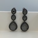 VAPOUR SILVER EARRINGS WITH BLACK STONES