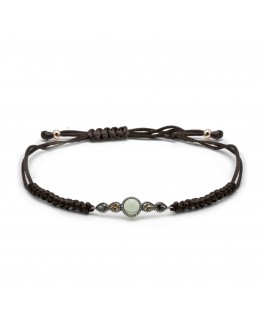 VAPOUR SILVER BRACELET WITH BROWN CORD