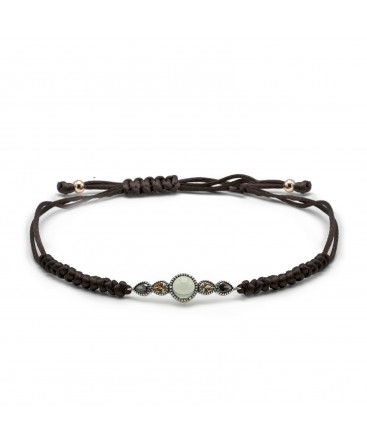 VAPOUR SILVER BRACELET WITH BROWN LEATHER