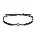 VAPOUR SILVER BRACELET WITH BROWN CORD