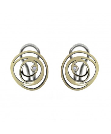SILVER AND GOLD EARRINGS WITH OMEGA