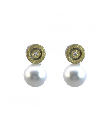 SILVER AND GOLD EARRINGS WITH OMEGA