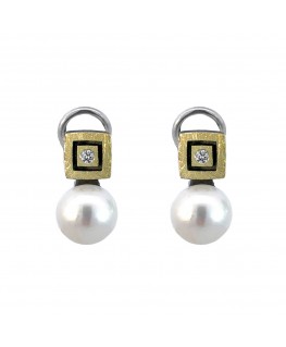 SILVER AND GOLD EARRINGS WITH OMEGA