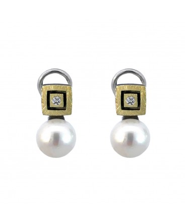 SILVER AND GOLD EARRINGS WITH OMEGA