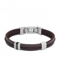 FOSSIL STEEL AND LEATHER BRACELET