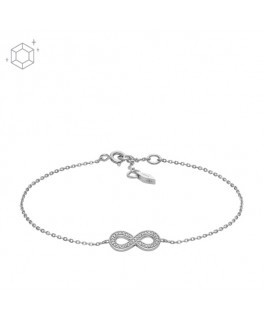 PULSERA FOSSIL DE PLATA CON INFINITO DE ZIRCONITAS