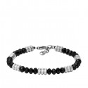 FOSSIL STEEL AND ONYX NATURAL STONES BRACELET